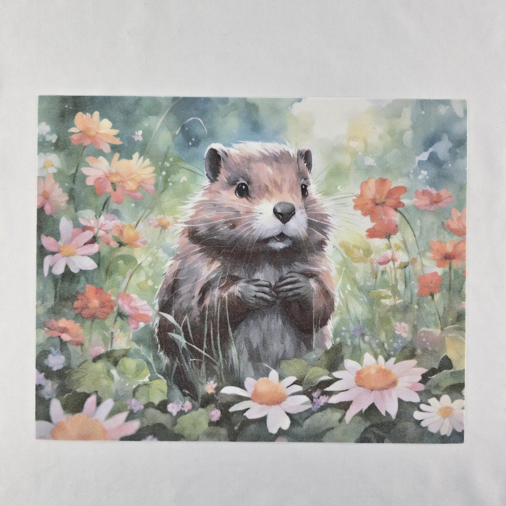 Original Signed Linen Paper Back Print Groundhog Watercolour Style 8" X 10"